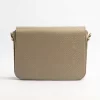 کیف دوشی زنانه چرم طبیعی اوال Oval مدل101طرح منحنی رنگ نسکافه ای